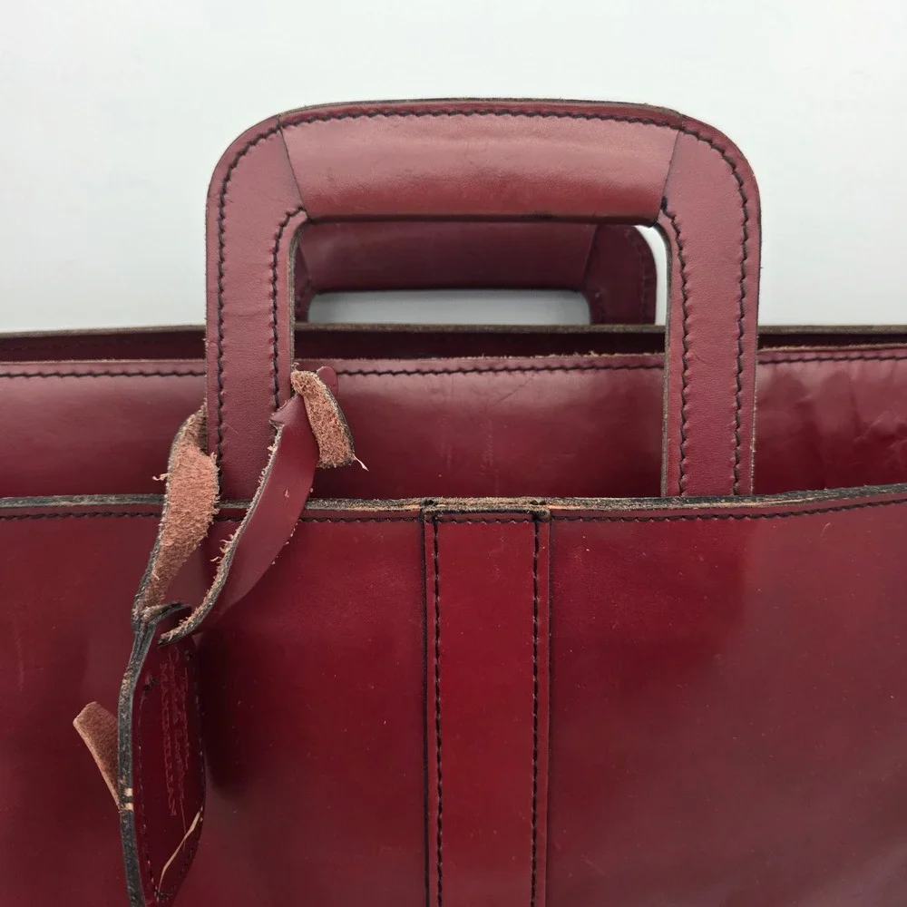 Maximillian Top Grain Cowhide Leather Laptop Bag Briefcase Burgundy Vintage